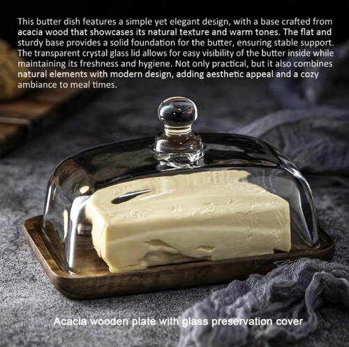Glass butter dish with lid - dish,