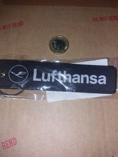 Lufthansa Germany national airline black & white dbl sided nylon keyring BNMIP