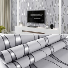 3D Damask Sliver Wave Wallpaper Roll Silver Grey Wall Paper Rolls Home Decor 5㎡