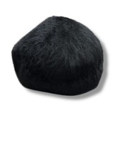 Vintage Kangol Angora Beret Black Made in Great Britain Fuzzy Hat Regular Casual