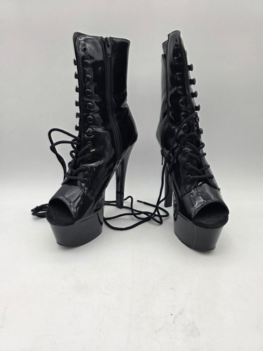 Pleaser black patent - patent, lace-up