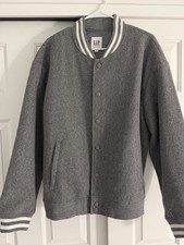 Gap Varsity Jacket Grey Wool