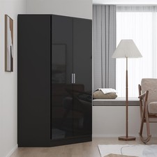 Black Gloss Corner Wardrobe 2