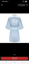 Team Bride Blue Robe With White Lettering Size Large New Bridal Party Robe