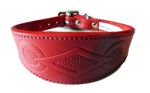 Red leather embossed - red,