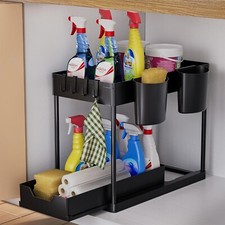 Under Sink Storage Kitchen Organiser, Bathroom Storage 2 Tier Pull Out Kit