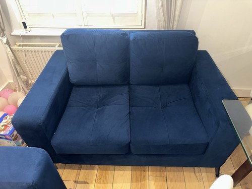 Set two blue velvet sofas - blue,