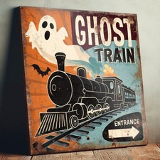 Ghost train entrance sign - ghost,