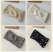 New Knitted Pearl Headband