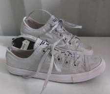 Converse All Star Sneakers Women's 4 Silver Sparkle Metallic Glitter Shoes Chuck