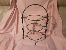 Vintage Style Black/green Metal 3 Tier Cake/fruit Stand With Ivy Leaf Decoration