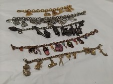 5 CHARM BRACELETS vintage old