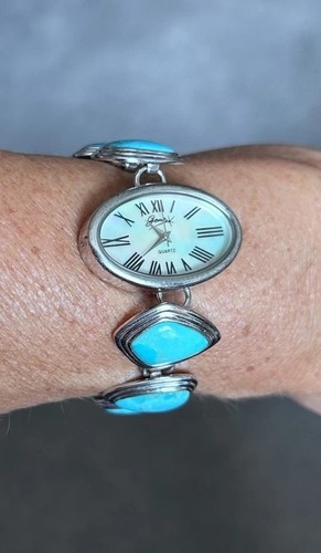925 silver and turquoise watch - 925,