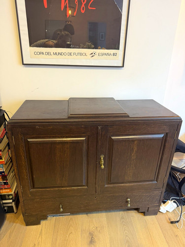 Antique oak wood sideboard - wood,