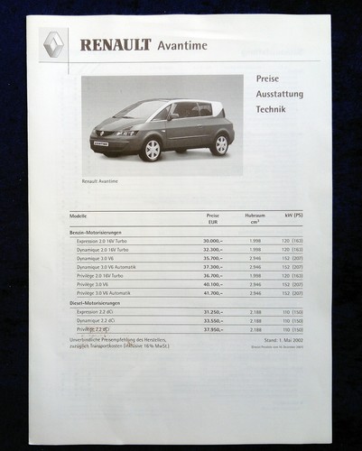 Renault avantime prices and - renault,