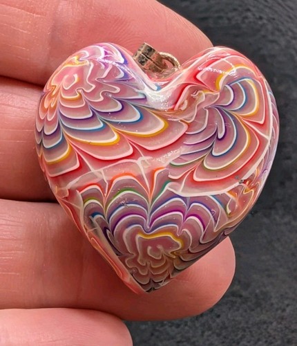 Rainbow polymer clay heart - polymer,
