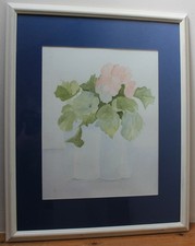 Large White Framed Watercolour
