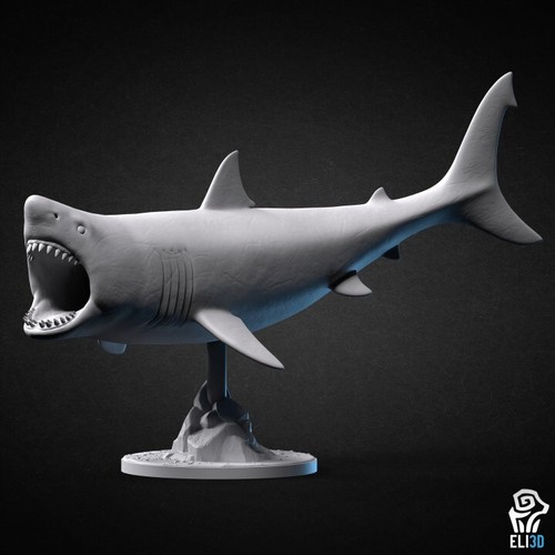 Great white shark attacking - white,