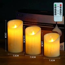 Pack of 3 Flameless Flickering Candle with Remote Realistic LED Fake Candles Set