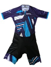 Miltag Mens Purple/White Cycling Skin Suit SHORT SLEEVES- Size LARGE