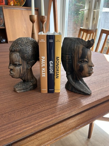 Pair hand carved wooden - pair,