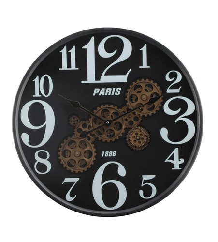 Vintage pewter metal cog clock - metal,