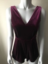 TOPSHOP PETITE Maroon Velvet Short Play Suit Size 4