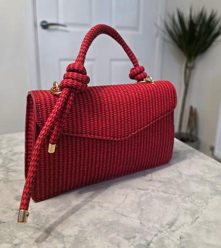 Red woven fabric rectangle - fabric, top