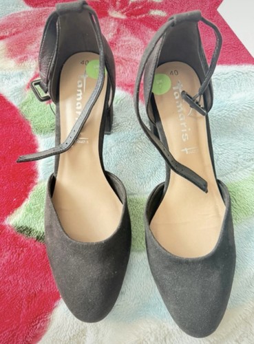 Black tamaris block heel - black,
