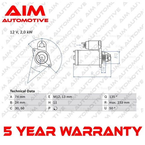 Starter motor aim fits avensis - motor,