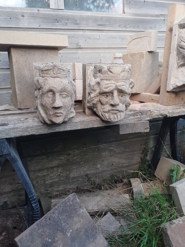 Vintage stone heads king and - vintage,