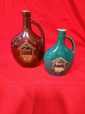 Dolfi Cherry Brandy, 22 cm Tall -Creme De Menthe, 17 cm Tall, Ceramic Bottles.