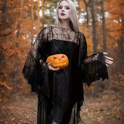 Halloween lace spider web cape - halloween,