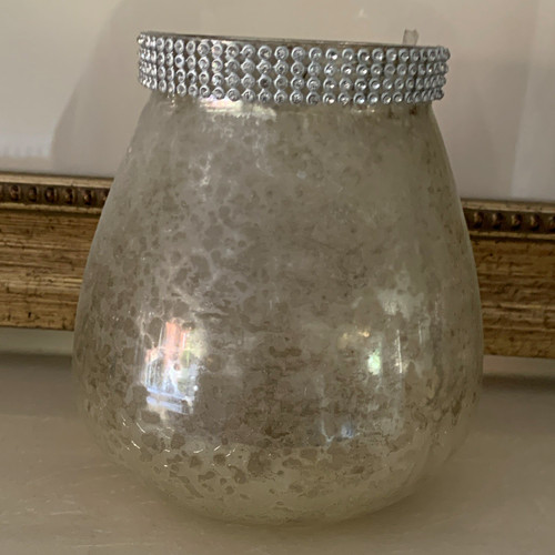 Silver crackle glass round - silver,
