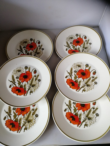 Meakin poppy dinner plates - poppy,