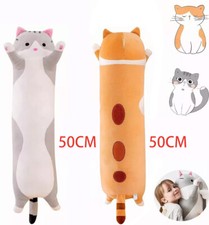 50CM Long Cute Cat Plush Pillow Stuffed Animal Doll Soft Cushion Kids Gifts UK