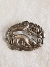 Vintage Little Nemo Rhode Island USA Pewter Squirrel Brooch Signed L/N 1.8" 