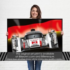 Audi R18 e-tron quattro Poster - Le Mans Racing Car poster on a German Flag