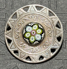 Beautiful Vintage 1976 Edinburgh Stamped Silver Millefiori Star Brooc (CJ)