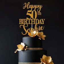 Personalised Happy Birthday Cake Topper Any Age Any Name 8th 18th 21st 30th 50th