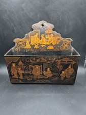 Antique 19thC French Papier Mache Chinoiserie Letter Holder