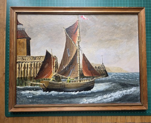 Vintage oil painting - p, brown