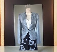 Jacques Vert UK 12 Silver Evening🩶Jacket Long Sleeves Wedding Guest MOB Cruise