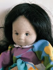 Beautiful small vintage handmade Waldorf textile doll with a firm head