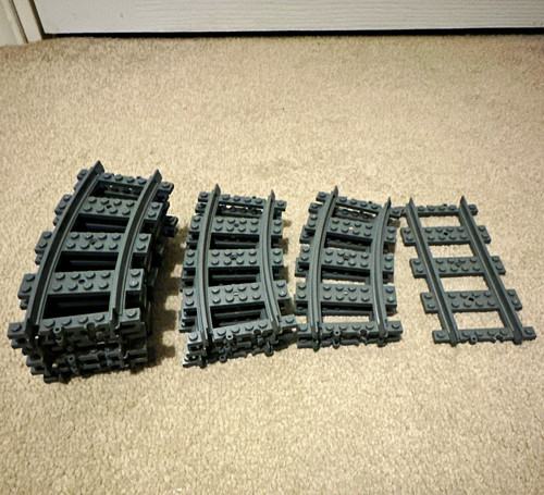 Lego grey train track pieces - lego,