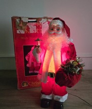 Vintage Christmas Fibre Optic Santa Light Up XMAS Decoration Working Order 