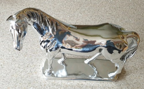 Silver plastic coated horse - silver,