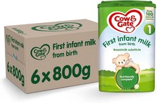 Cow & Gate 1 First Infant Baby Milk Powder Formula, from Birth, 800g (Pack of 6)