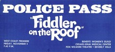 Police Pass Fiddler On The Roof Nov. 5th 1971 West Coast Premiere Movie Ticket