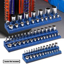 3Piece Metric Magnetic Socket Organizer Set Socket Holder 1/2 3/8 1/4 Inch Blue